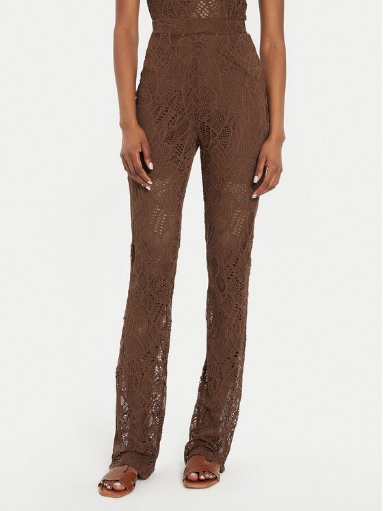 Gestuz Gestuz Hlače iz tkanine Hilma 10909230 Rjava Slim Fit