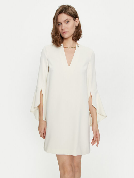 TWINSET TWINSET Коктейлна рокля 241TP2292 Екрю Straight Fit