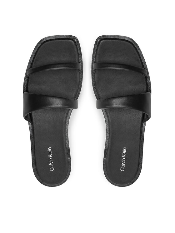 Calvin Klein Calvin Klein Şlapi Flat Slide Lth HW0HW02071 Negru