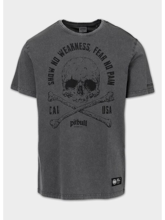 PITBULL PITBULL T-Shirt FEAR NO PAIN Szary Regular Fit
