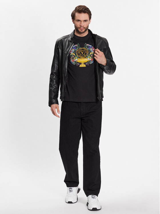 Versace Jeans Couture Versace Jeans Couture Majica 74GAHF01 Črna Regular Fit