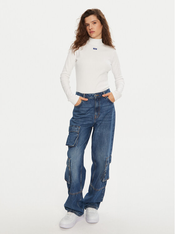 HUGO Hugo Rollkragenpullover 50525318 Weiß Regular Fit