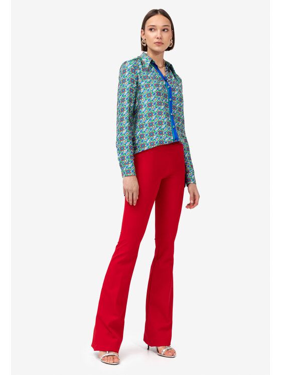 sax35th sax35th Bluzka PEONY Niebieski Casual Fit