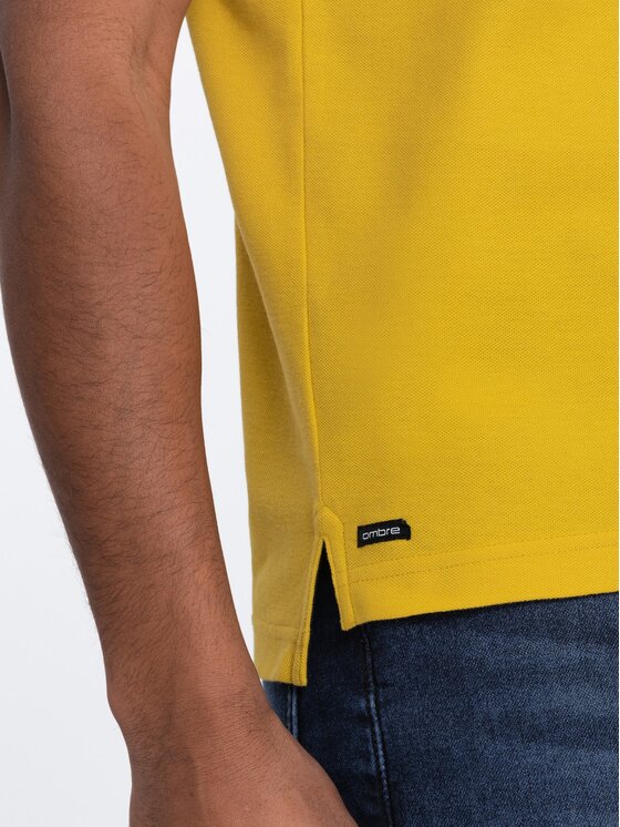 Ombre Ombre T-Shirt OM-TSCT-0156 Żółty Regular Fit