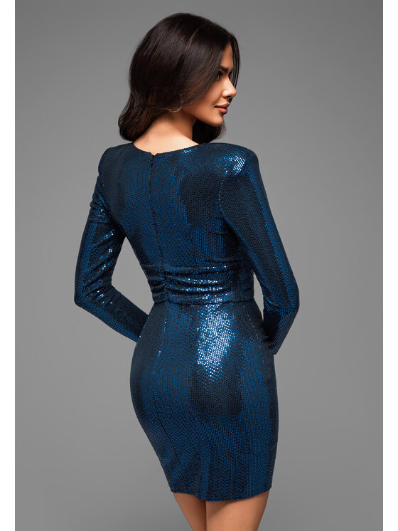 Ombre Ombre Sukienka koktajlowa LA-OM-DLR025 Granatowy Regular Fit