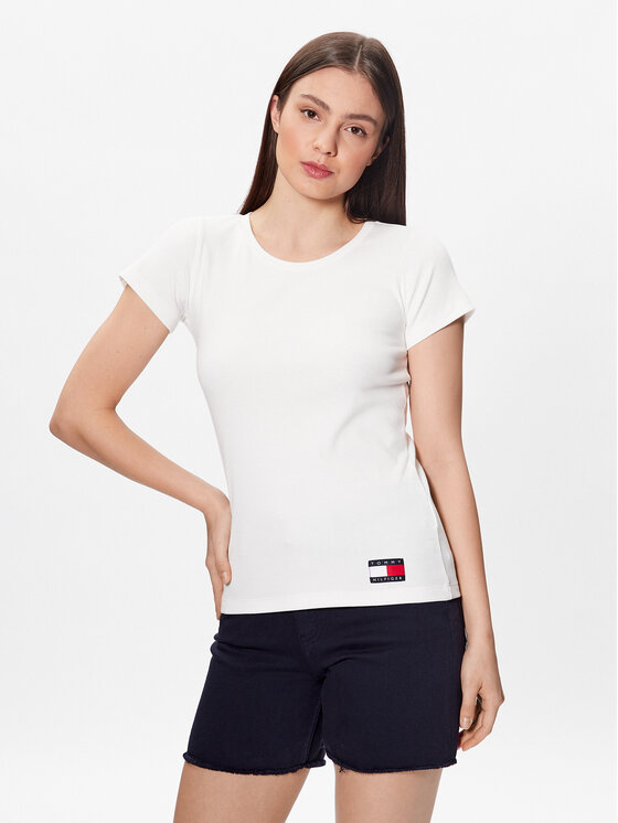 Tommy Hilfiger Tommy Hilfiger Tričko UW0UW04397 Écru Regular Fit
