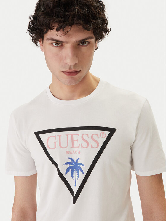 Guess Guess Tricou F6GI09 J1314 Alb Slim Fit