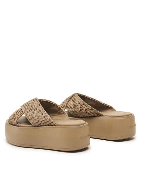 Calvin Klein Calvin Klein Natikači Bubble Slide-Woven HW0HW01468 Rjava