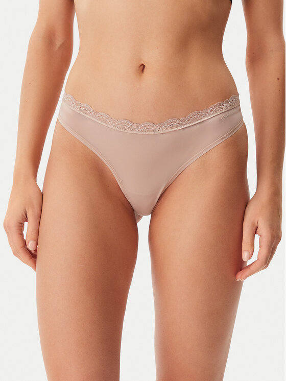 Női Tanga Calvin Klein Underwear, Méret: XL, Bézs, LV00QD5270