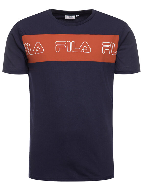 Fila Fila T-Shirt Aki Logo 687129 Granatowy Regular Fit