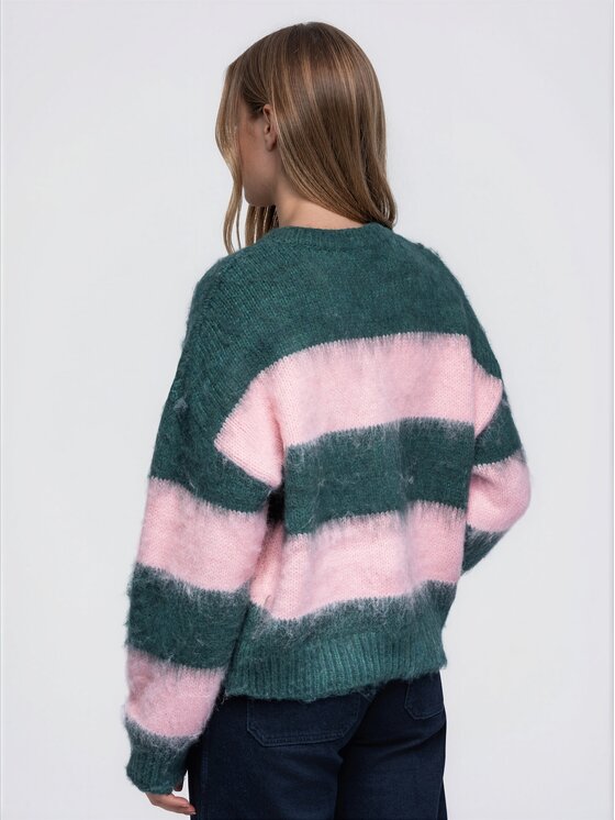 Ombre Ombre Sweter OW-SW-E0073 Zielony Oversize