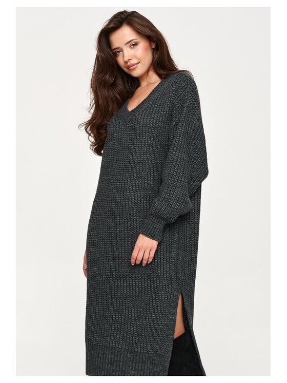 Makadamia Makadamia Sweter S177 Szary Loose Fit