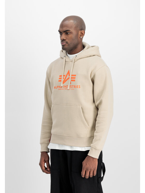 Alpha Industries Alpha Industries Bluza Basic Big Logo Hoodie Beżowy Regular Fit