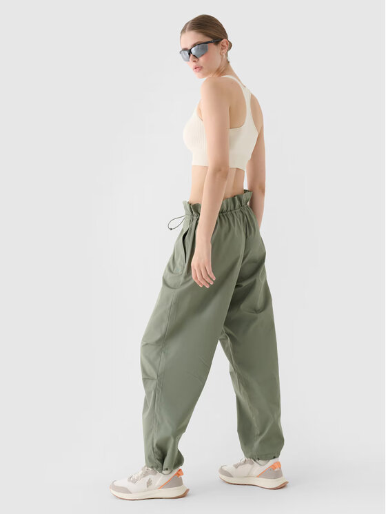 4F 4F Kalhoty z materiálu 4FRSS24TTROF1330-44S Zelená Oversize