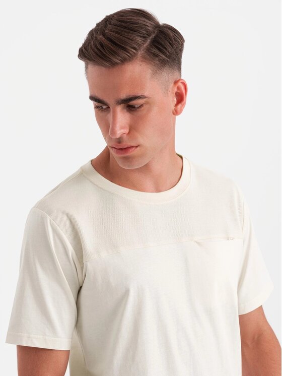 Ombre Ombre T-Shirt OM-TSCT-0171 Biały Loose Fit