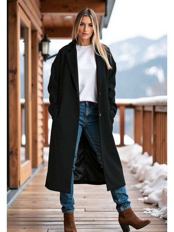 FIGL FIGL Παλτό M1111 Μαύρο Regular Fit