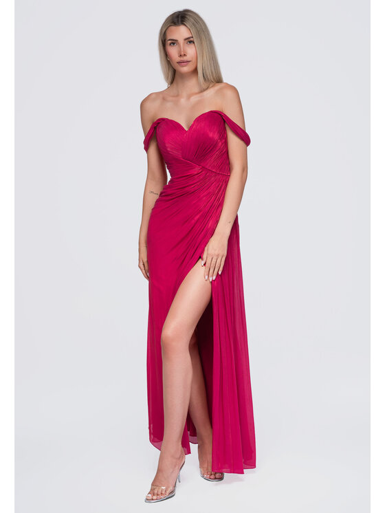 Ombre Ombre Sukienka wieczorowa LA-OM-DLR421 Różowy Slim Fit