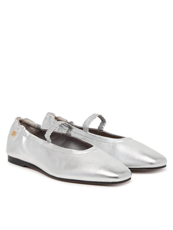 Tommy Hilfiger Tommy Hilfiger Baleriinad Silver Lth Ellastic Ballerina FW0FW09466 Hõbedane