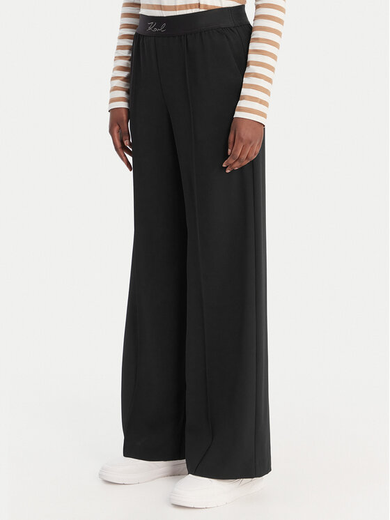 KARL LAGERFELD Pantaloni din material B1W10014 Negru Relaxed Fit
