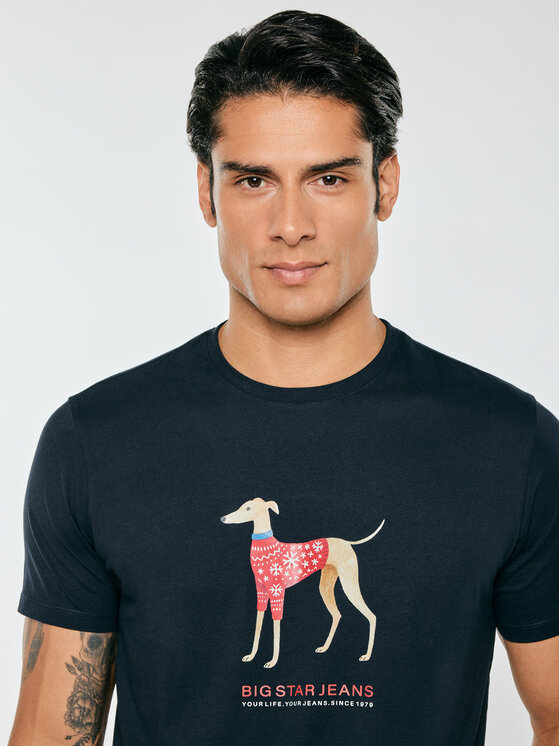 BIG STAR BIG STAR T-Shirt CESAR Granatowy Basic Fit