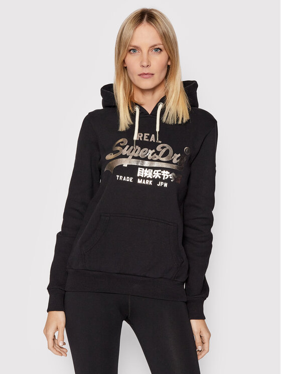 Superdry Superdry Džemperis ar kapuci Boho Sparkle W2011251A Melns Regular Fit