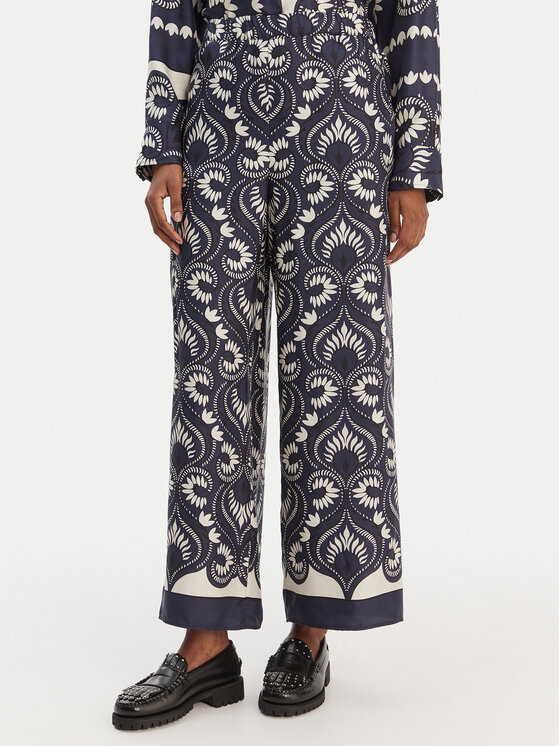 Weekend Max Mara Weekend Max Mara Bavlnené nohavice Ottico 2615131011 Tmavomodrá Wide Leg