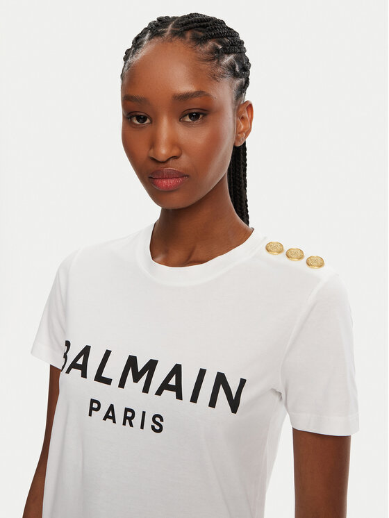 Balmain Balmain T-shirt BF1EF005BB02 Bijela Regular Fit