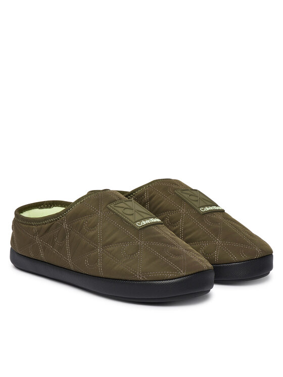 Calvin Klein Calvin Klein Kapcie Home Slipper Quilted Rip Emblem HM0HM02280 Khaki