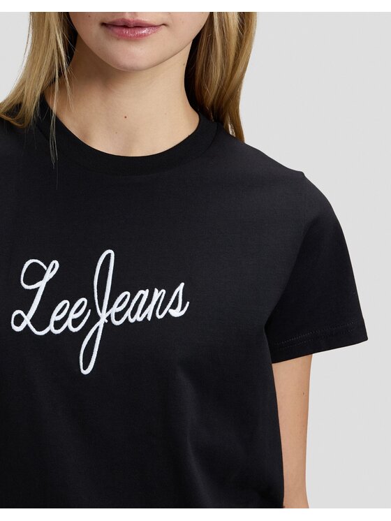 Lee Lee T-Shirt JEANS TSHIRT Czarny Regular Fit