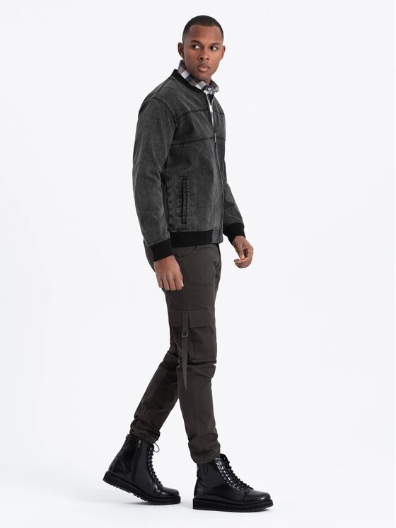 Ombre Ombre Kurtka jeansowa OM-JADJ-0163 Czarny Regular Fit