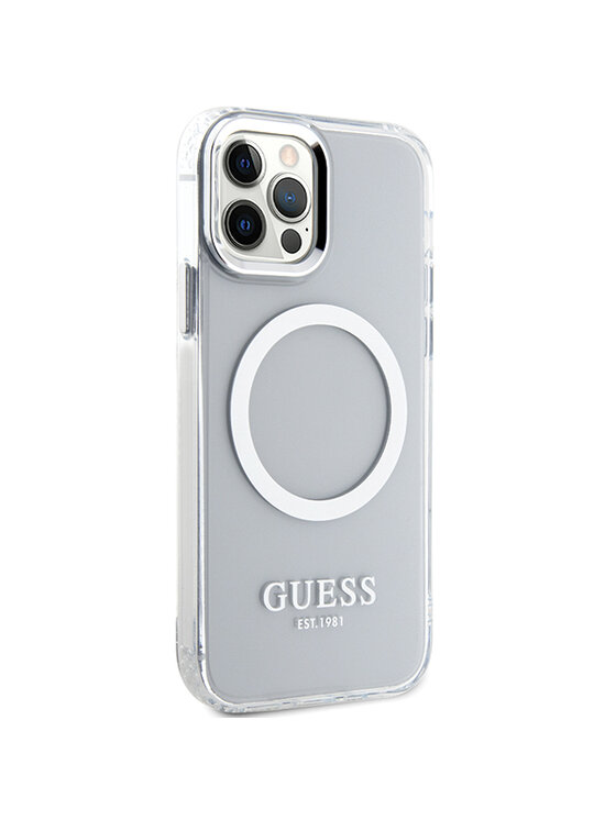 Guess Guess Etui na telefon iPhone 12/12 Pro Srebrny