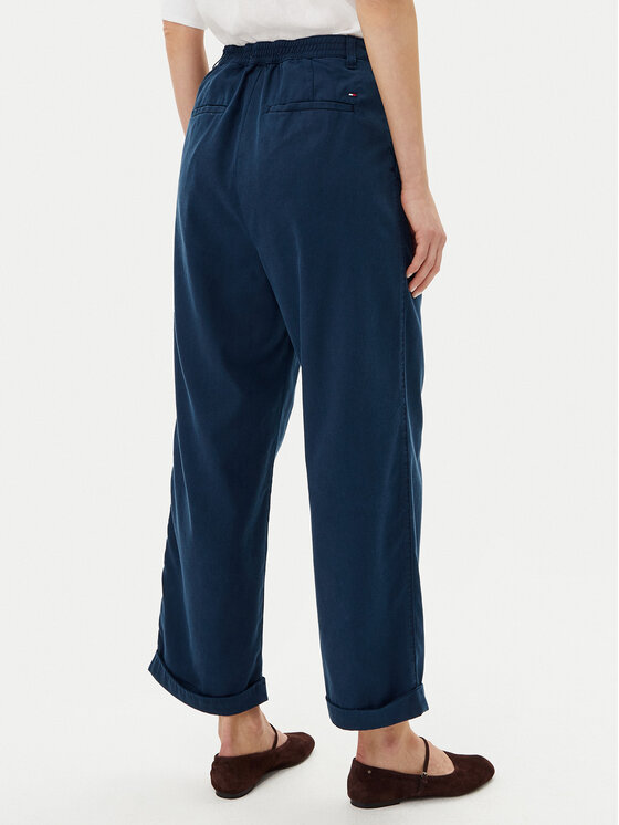 Tommy Hilfiger Tommy Hilfiger Bavlnené nohavice WW0WW45589 Tmavomodrá Relaxed Fit