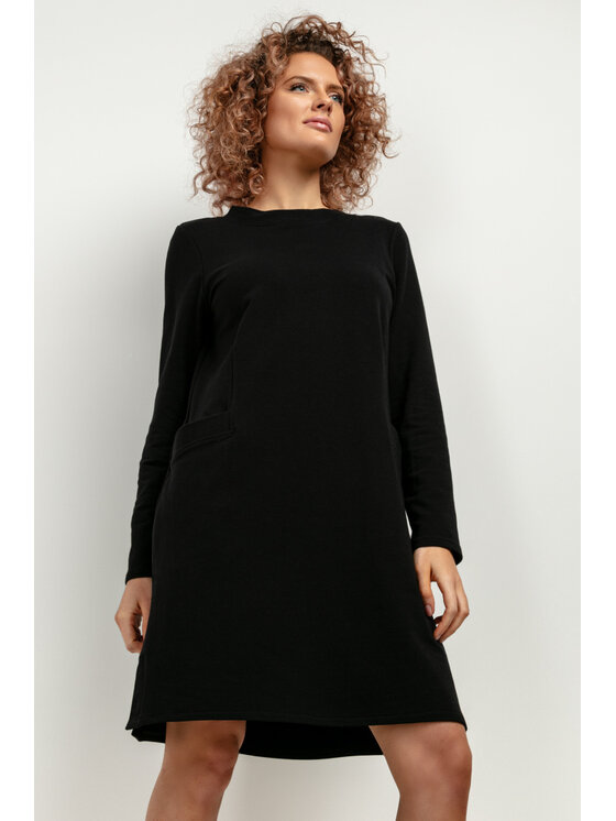 Tessita Tessita Sukienka dzianinowa T412/7/XS-S Czarny Relaxed Fit