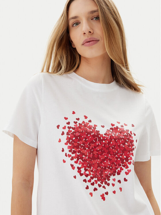 Pieces Pieces Тишърт Maria 17155082 Бял Relaxed Fit