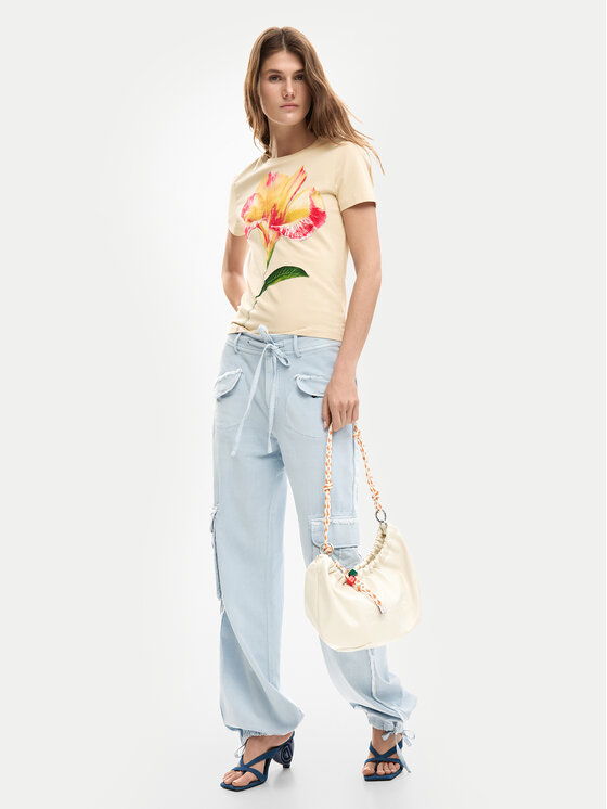 Desigual Desigual Marškinėliai Estocolmo 26SWTK03 Smėlio Regular Fit