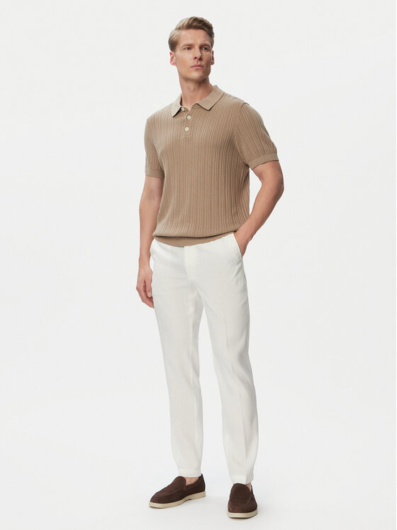 BOSS BOSS Hlače iz tkanine H-Kanel 50557859 Bela Regular Fit
