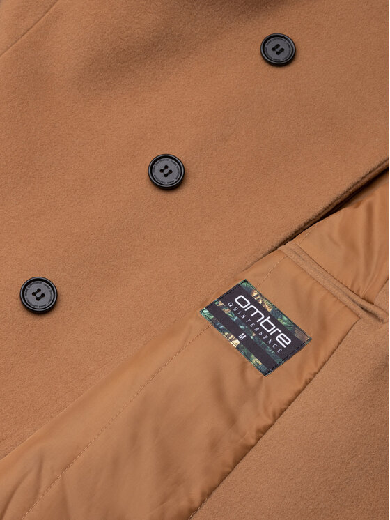 Ombre Ombre Kabát pro přechodné období OM-COWC-0102 Hnědá Regular Fit