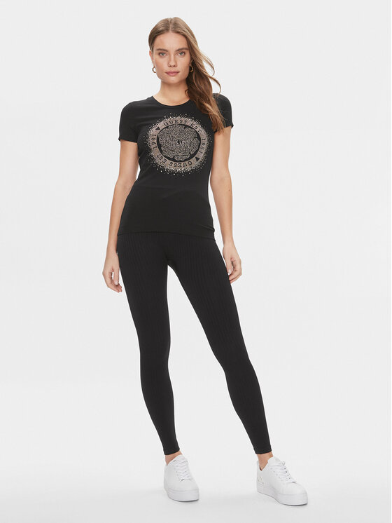 Guess Guess Marškinėliai Camelia W4RI47 J1314 Juoda Slim Fit
