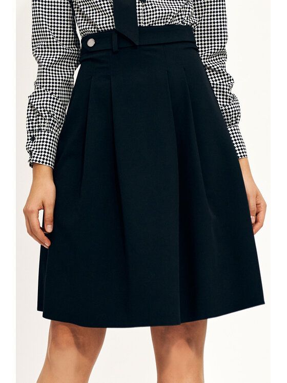 NIFE NIFE Midi sukně SP76 Černá Regular Fit