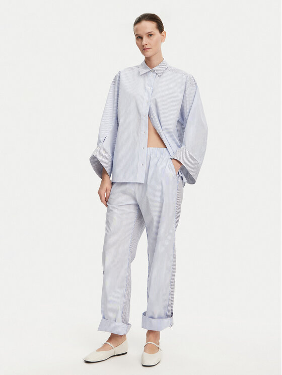 Munthe Munthe Hlače iz tkanine Fidda 251142725126 Svetlo modra Loose Fit