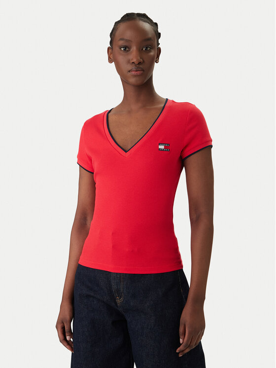 Tommy Jeans Tommy Jeans Tricou DW0DW22275 Roșu Slim Fit