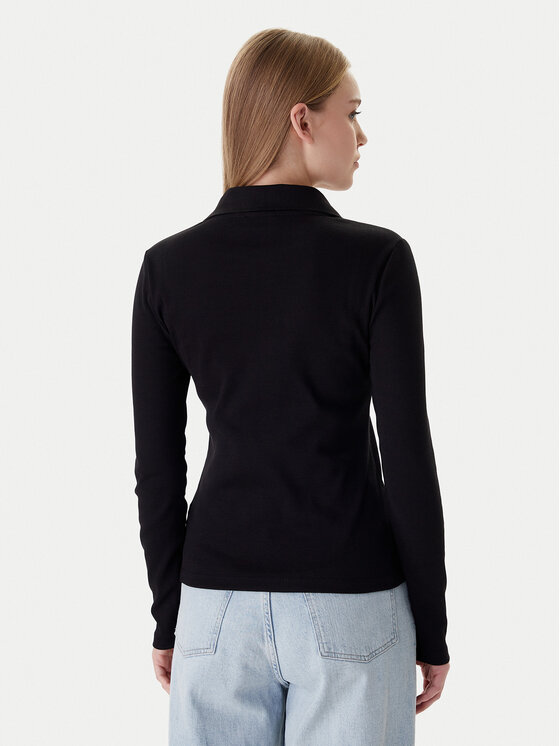 Calvin Klein Calvin Klein Bluză Ls Woven Label LV047E203G Negru Slim Fit