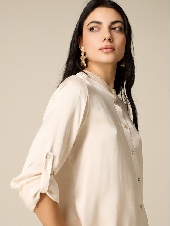 Oltre Oltre Koszula 5064R003082N002 Biały Baggy Fit
