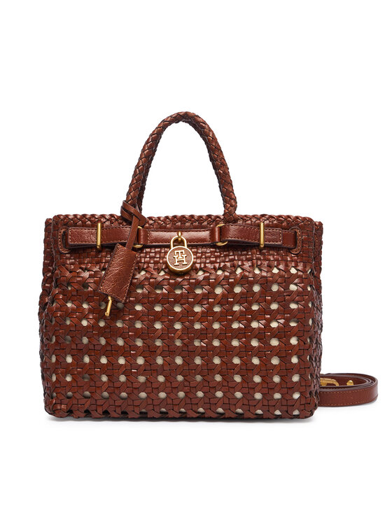 Tommy Hilfiger Tommy Hilfiger Torbica American Icon Mini Tote Braided AW0AW18734 Smeđa