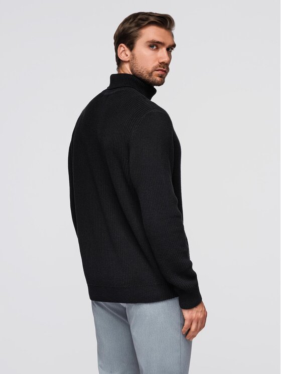 Ombre Ombre Sweter OM-SWTN-0162 Czarny Regular Fit