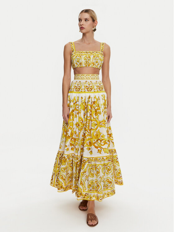 Dolce&Gabbana Dolce&Gabbana Maxi szoknya F4CX0T HH5A5 Sárga Regular Fit