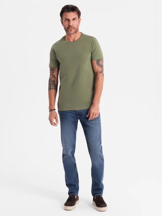 Ombre Ombre T-Shirt OM-TSBS-0236 Khaki Regular Fit