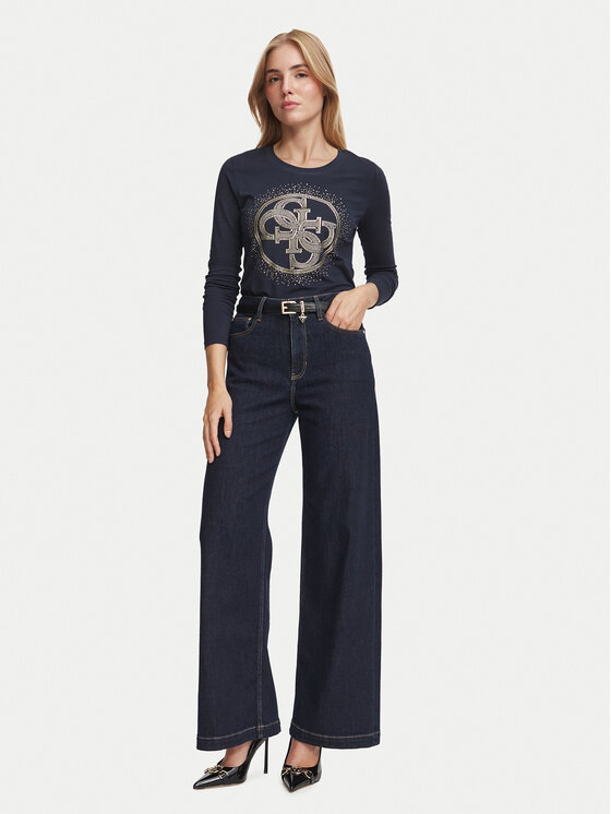Guess Guess Блуза W6BI58 K7388 Тъмносин Slim Fit