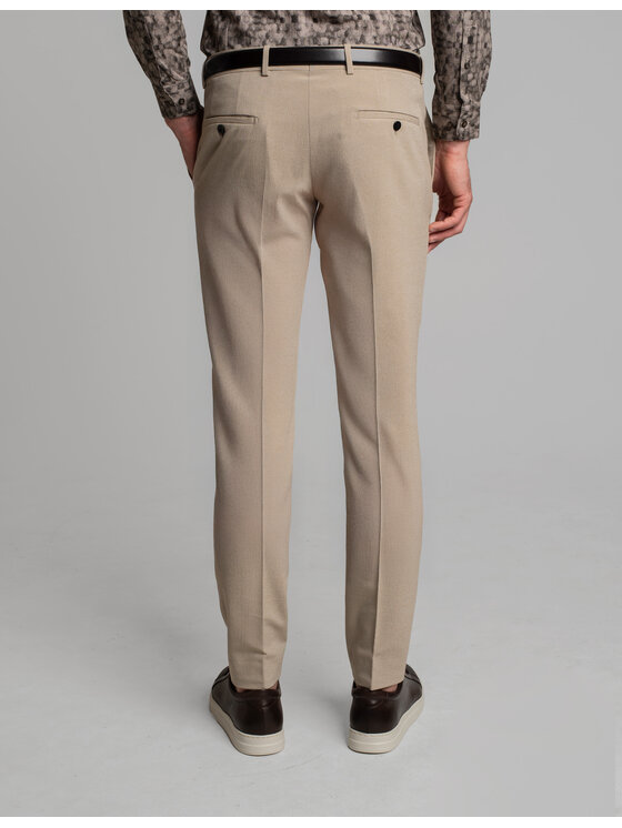 Borgio Borgio Spodnie garniturowe godrano Beżowy Slim Fit
