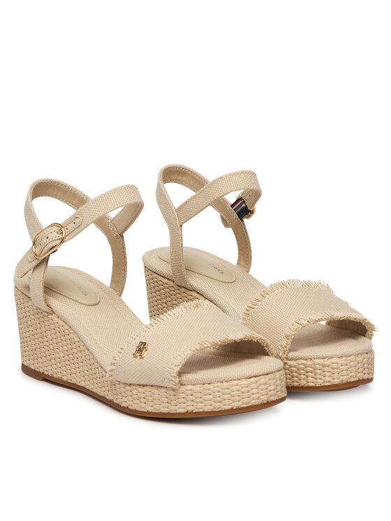 Tommy Hilfiger Tommy Hilfiger Sandali Mid Woven Wedge Espad Fringe FW0FW09470 Beige